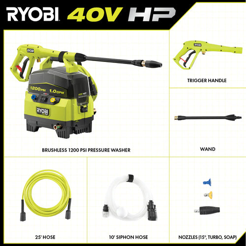 RYOBI 1,200 PSI 40V Cordless Pressure Washer – RY40HPPW12B (Open Box)