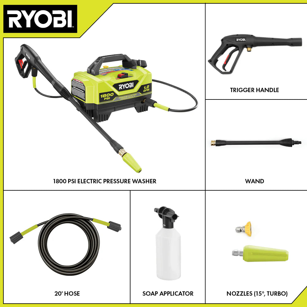 RYOBI 1,800 PSI Electric Pressure Washer – RY141802 (Open Box)