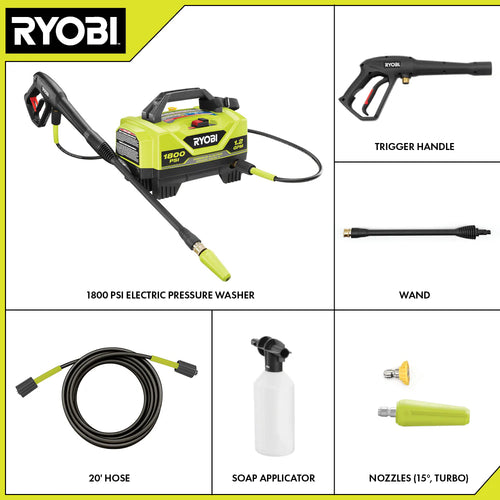 RYOBI 1,800 PSI Electric Pressure Washer – RY141802 (Open Box)
