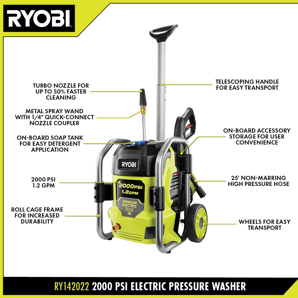 RYOBI 2,000 PSI Electric Pressure Washer (Open Box)